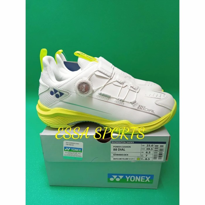 ✨Ori Sepatu Badminton Yonex 88 Dial 2 White Lime Yellow Original Berkualitas