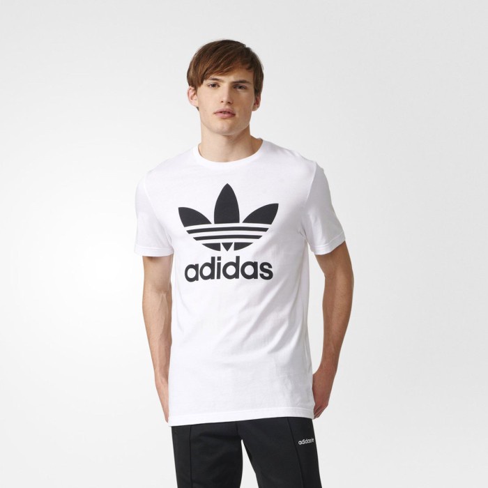 [New] Adidas Men Trefoil Big Logo Tee White Originals Diskon