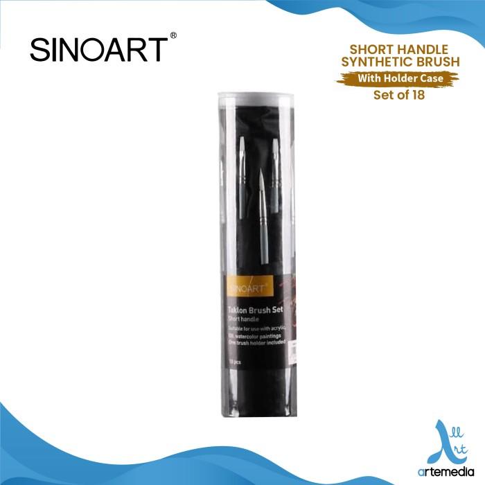 

Kuas Lukis Sinoart Set 18 Short Handle Synthetic Brush Holder Case