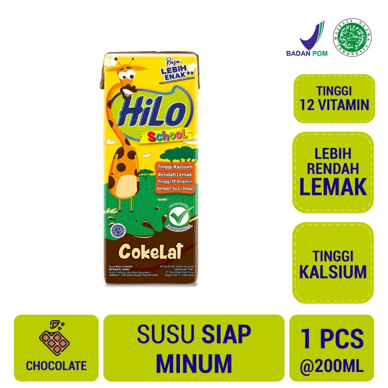 

HiLo School Chocolate RTD 200ml - Susu Tinggi Kalsium Rendah Lemak