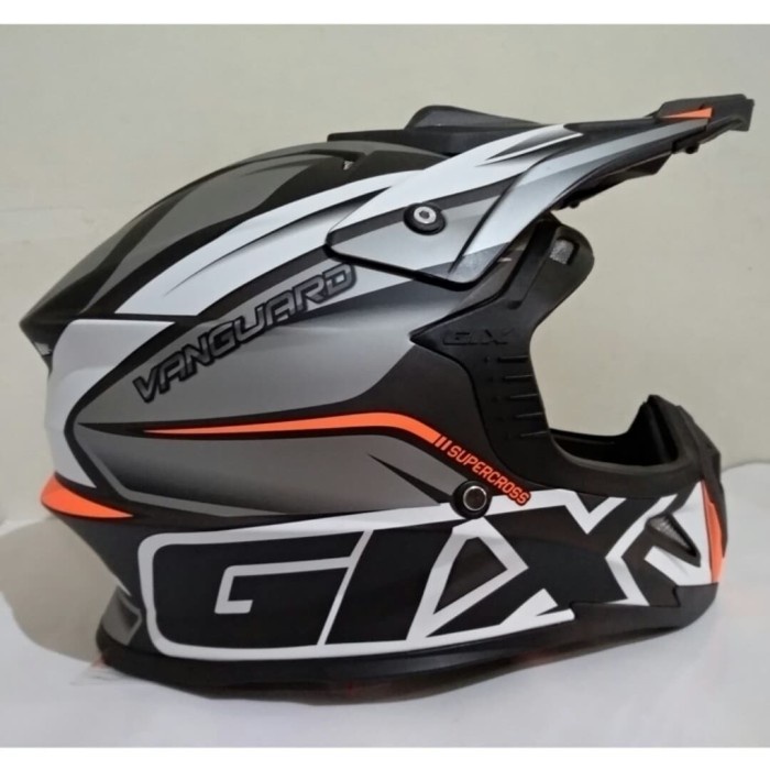 ✨New Helm Gix Cross Vanguard Gun Metal / Orange St Doff Terbatas