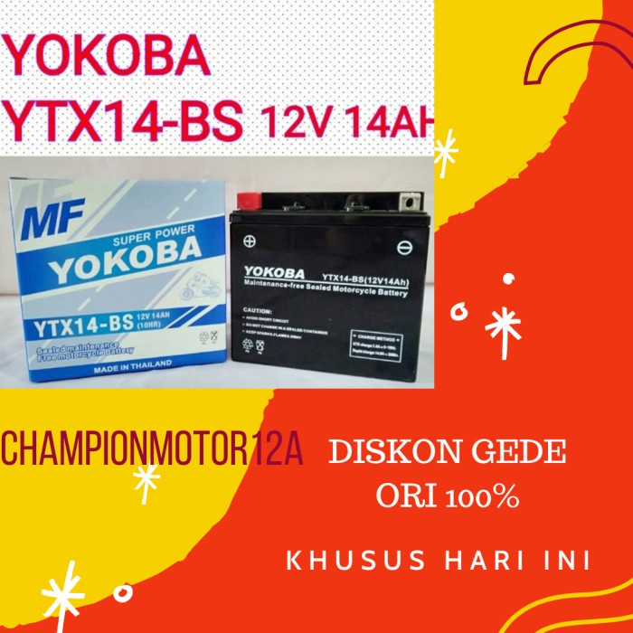 ✨New Aki Motor Ytx14Bs Yokoba Terbaru
