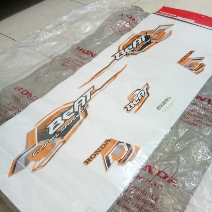 [Baru] Striping Sticker Honda Beat Karbu Kvy Fullset Orange Original Ahm Limited