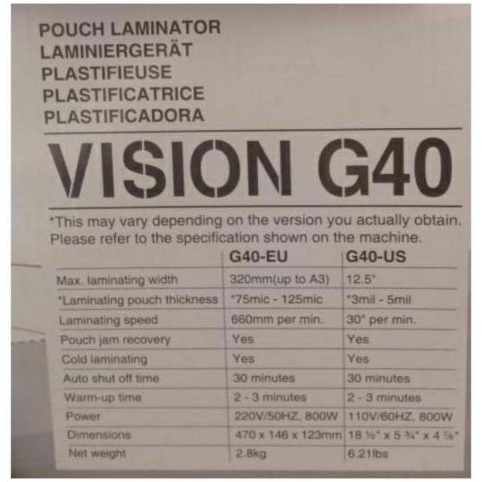 

Mesin Laminating /Alat Press/ Laminator/Vision G40 (Garansi 1 Tahun)