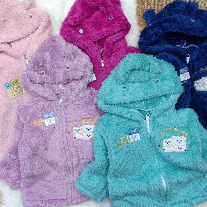 [F✐51*K Jaket bulu bayi telinga 3-24 bulan / jaket bulu murah / jaket bulu lembut / jaket bulu tebal