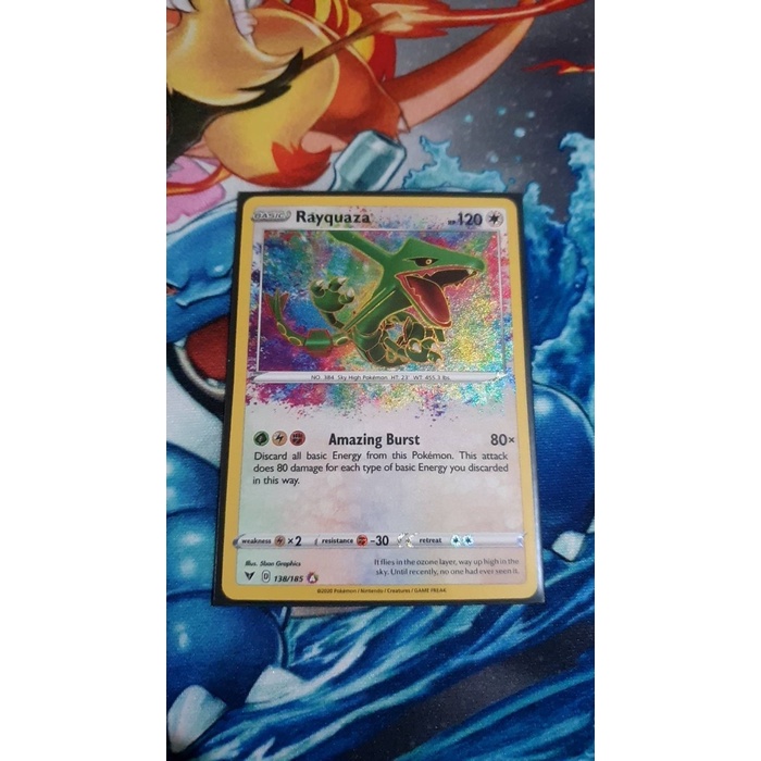 ✅New Rayquaza - 138/185 - Amazing Rare Sword  Shield: Vv Pokemon Card Berkualitas