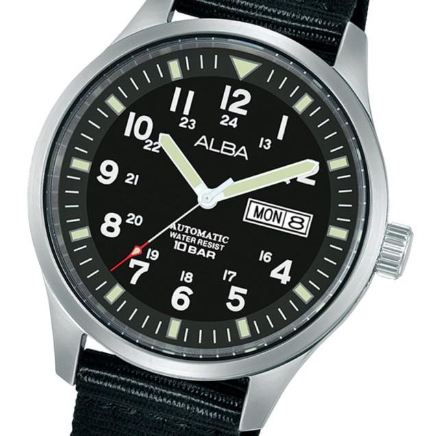 Jam Tangan Pria Alba Automatic Stainless Case Black Dial Al4223