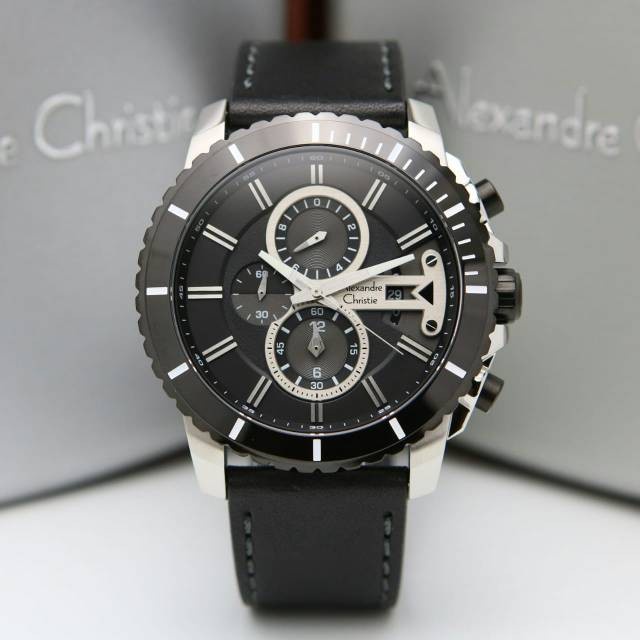 ✅Sale Jam Tangan Pria Alexandre Christie Ac6527 Silver Black Original Diskon