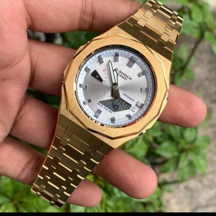 ✅Sale Jam Tangan Pria Casio Gshock Ha2100 Original Silver Gold Steel Gen5 Terbatas