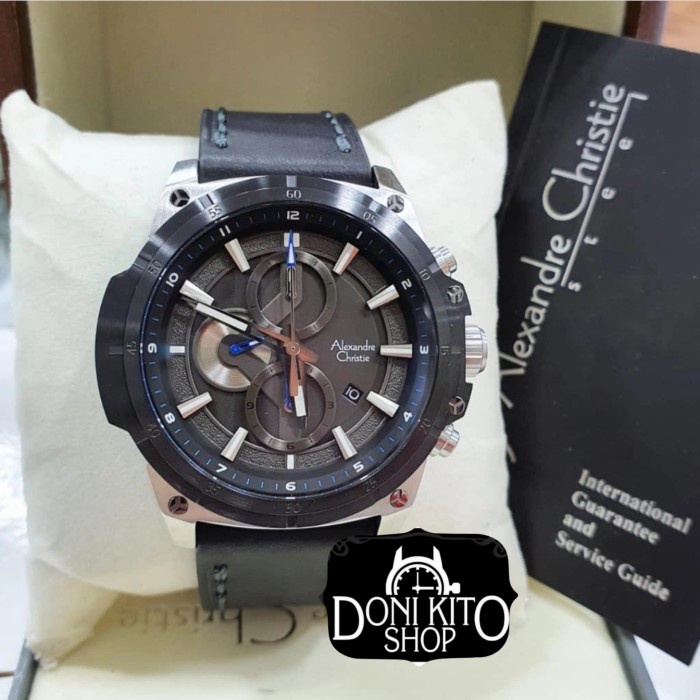 ✅Ori Jam Tangan Pria Original Alexander Cristie Ac6587 Silver Black Limited