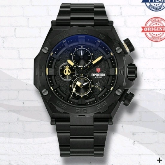 ✅Sale Jam Tangan Pria Expedition E6797 Black Yellow Original Diskon