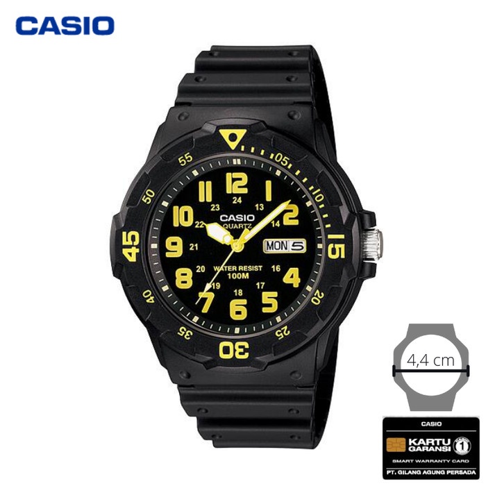 ✅Ori Jam Tangan Pria Casio Mrw-200H-9B Original - Mrw-200H Hitam Kuning Diskon