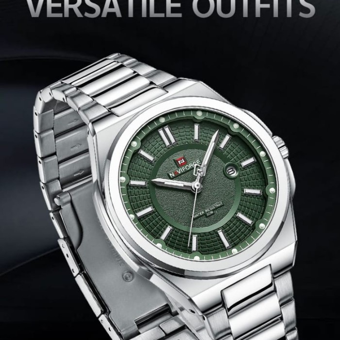 ✅Ori Jam Tangan Original Naviforce Pria Nf9212M Silver Hijau Original Terbaru