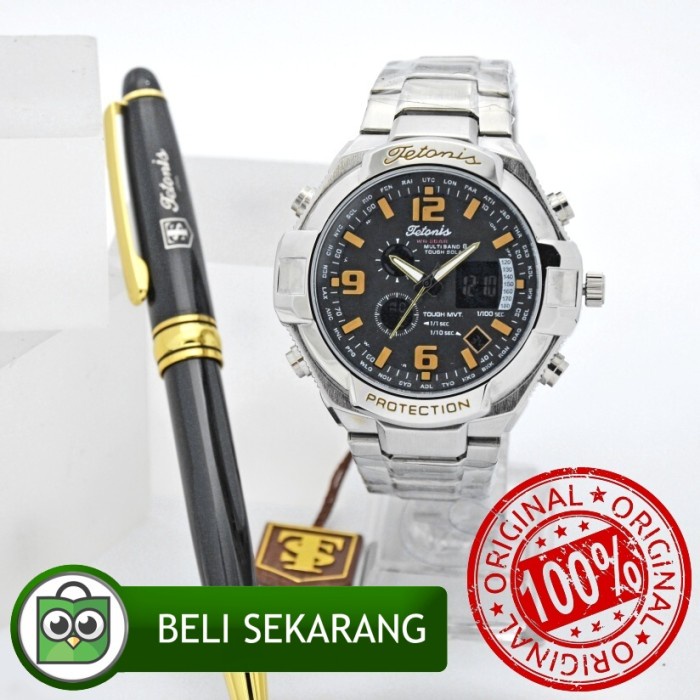 ✅Ori Jam Tangan Pria Tetonis T1009Mb Original Rantai Silver Doubletime Limited