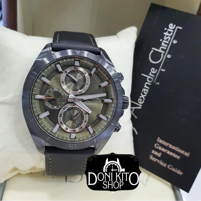 ✅Ori Jam Tangan Pria Original Alexandre Christie Ac6581 Black Green Limited