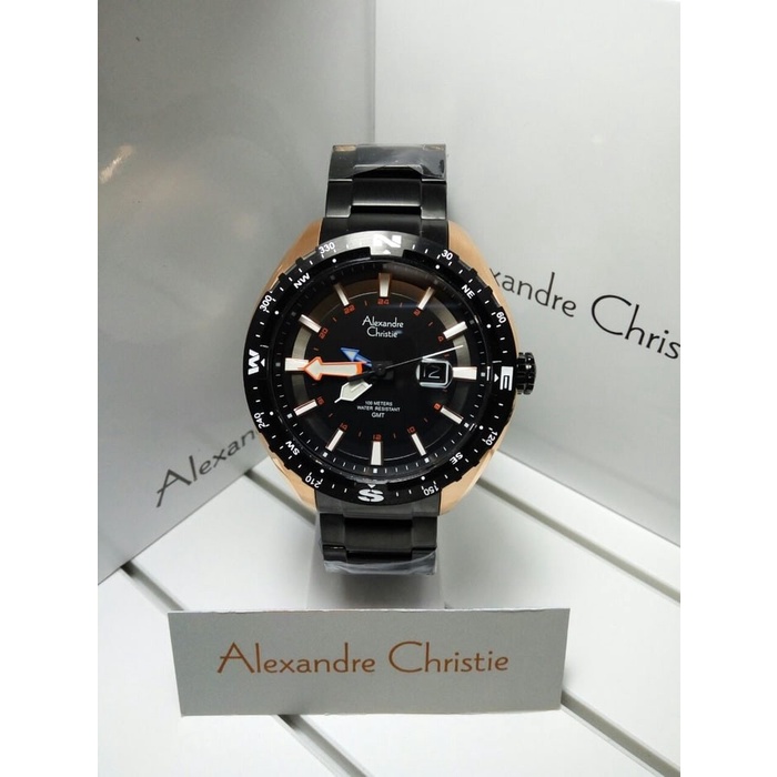 ✅Sale Jam Tangan Pria Alexandre Christie Ac 6436 Md Black Rosegold Bisa Sameday