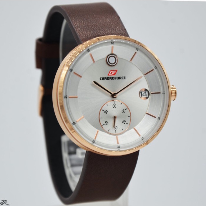 ✅Sale Chronoforce Cf 5278Mr - Jam Tangan Pria Kulit Original - Brown Berkualitas