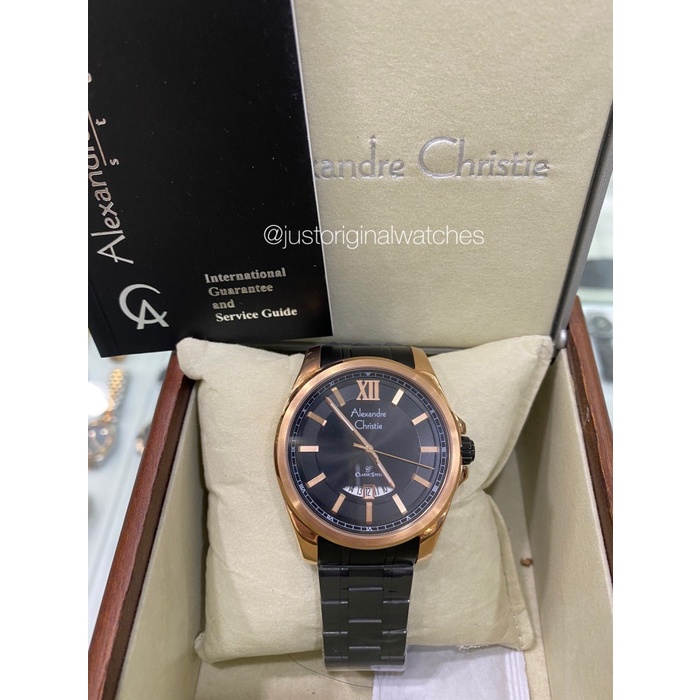 ✅Ori Jam Tangan Pria Alexandre Christie Ac 8473 Md Blrg Black Rosegold Terbaru