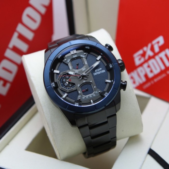 ✅Ready Jam Tangan Pria Expedition E 6828 E6828 Black Blue Rt Diskon