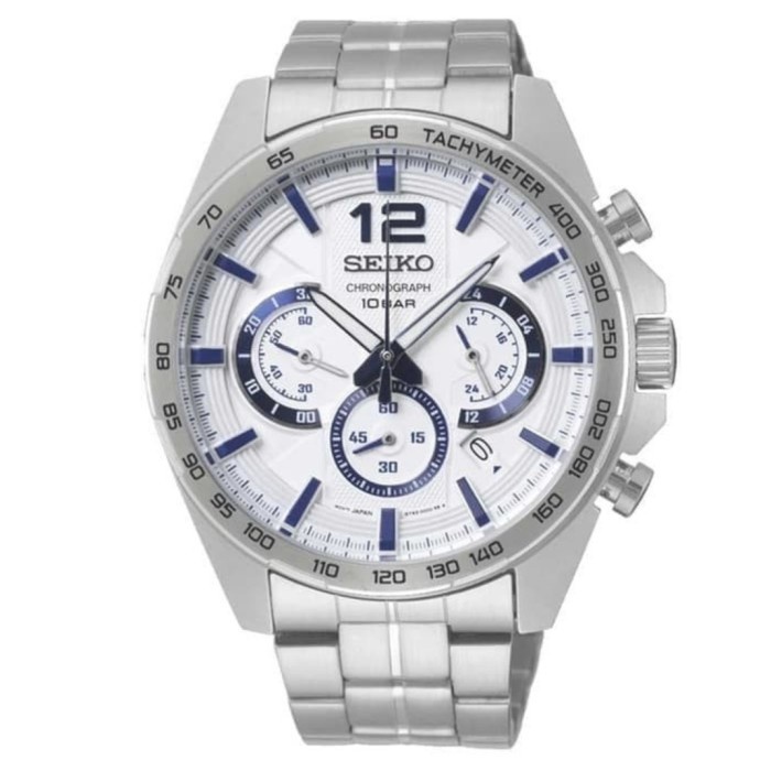 ✅Sale Jam Tangan Seiko Chronograph Ssb343P1 Quartz White Dial Wr100M Ssb343 Diskon