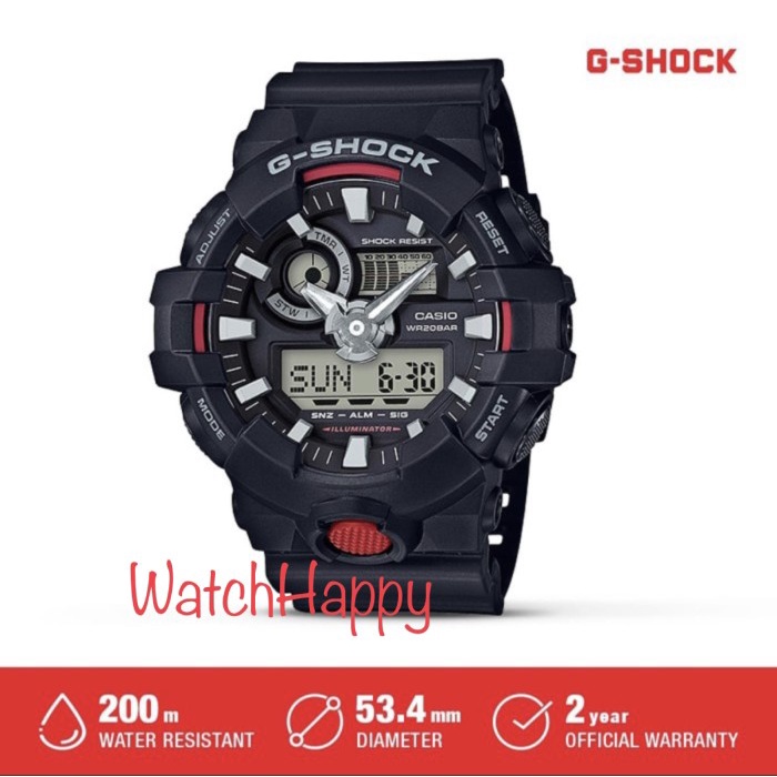 ✅Ready Casio G-Shock Ga-700-1Adr / Ga-700-1A Men Black List Red 100Original Berkualitas