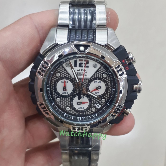 ✅Ori Alba Au2013X1 Diver Crono Au2013 Silver Black Men Watch 100 Original Diskon