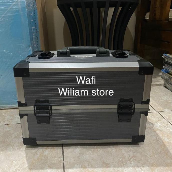Krisbow Kotak Penyimpanan Perkakas Portabel Metal Grey Tool Box Storag