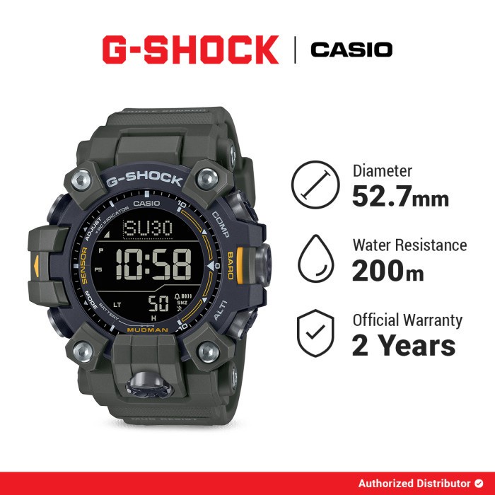 [READY INSTANT] G-Shock Jam Tangan Pria GW-9500-3DR MUDMAN Original Digital Green