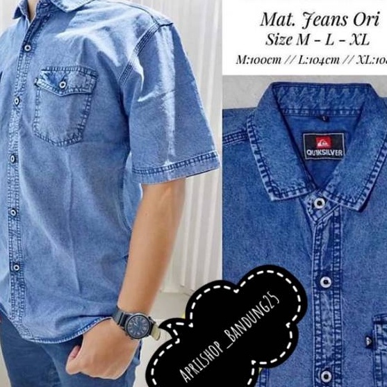 (B36F✪) Kemeja Jeans Pria Lengan Pendek Kemeja Denim Pria Atasan Levis Jeans Pria Lengan Pendek Mura