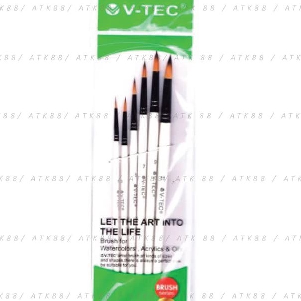 

[K13㊛) V-Tec Round Brush 0018H Set 6 / Kuas Lukis Set 6..