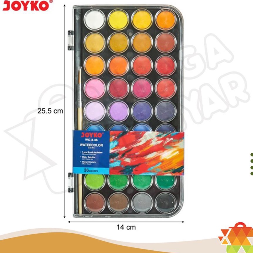 

[E54-➸] JOYKO Watercolor WC-3 / Cat Air Padat 36Block / Solid Watercolor Set 36 Warna / Cat Air 36Warna Water color 36 Block☼..!