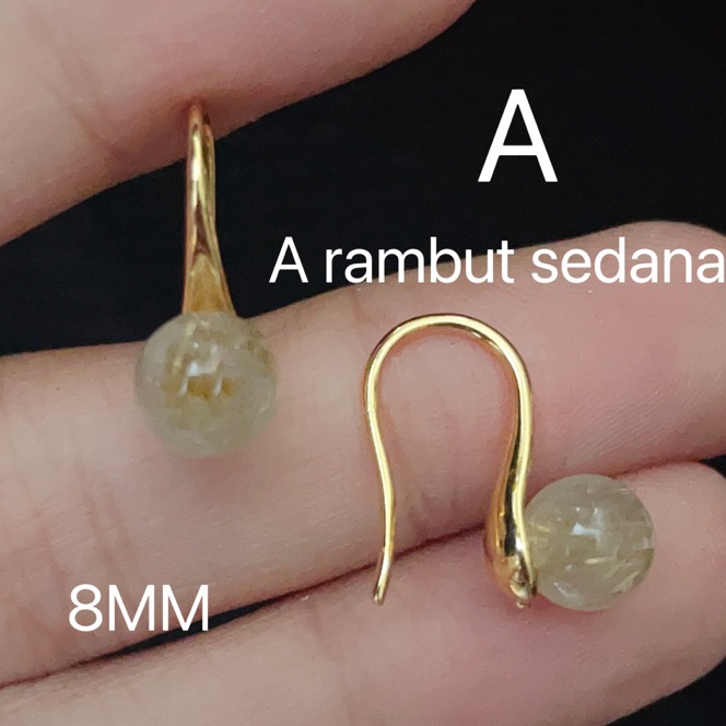 (P26-➤> Promo anting batu rambut sedana dan giok lapis emas awet✪..