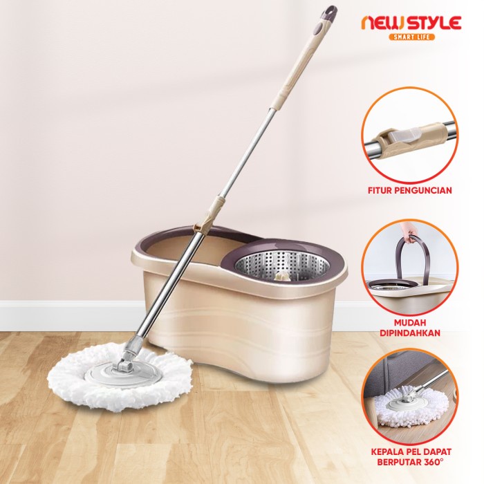 Spin Mop D15 Alat Pel Lantai Super Mop Alat Pembersih Lap Pel