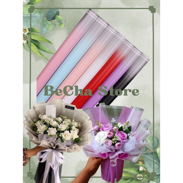 

1 PAK (20 lembar)Flower Wrapping Paper Gradient Color List Cellophane Kertas Buket Motif