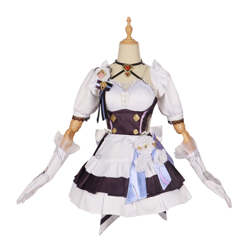 【Fantasy Dragon】Honkai: Star Rail  cosplay Elysia maid cosplay costume suit and Elysia maid  wig ,Elysia maid shoes