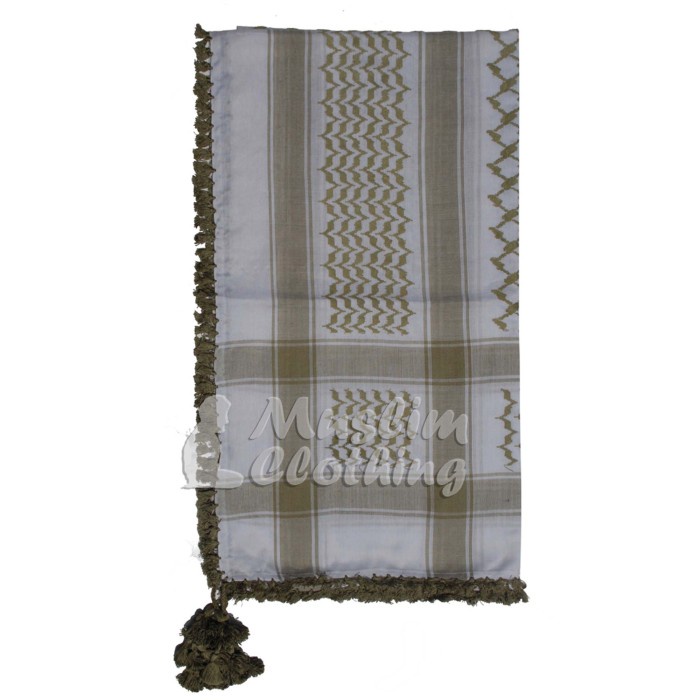 Sorban Sorban Arafah Katun Warna Hijau dan Hitam Keffiyeh Ukuran 120 x 120cm - Putih - Hijau(X2A1) S