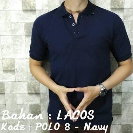 Kaos Polo Pria Berkerah Polos Lengan Pendek Warna Navy/Biru Dongker