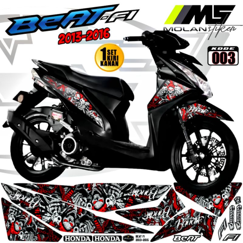 Decal Sticker Striping Variasi Beat Fi 2013-2015 SKULL/Tengkorak Honda Beat Fi 110 Beat X Beat Fi La