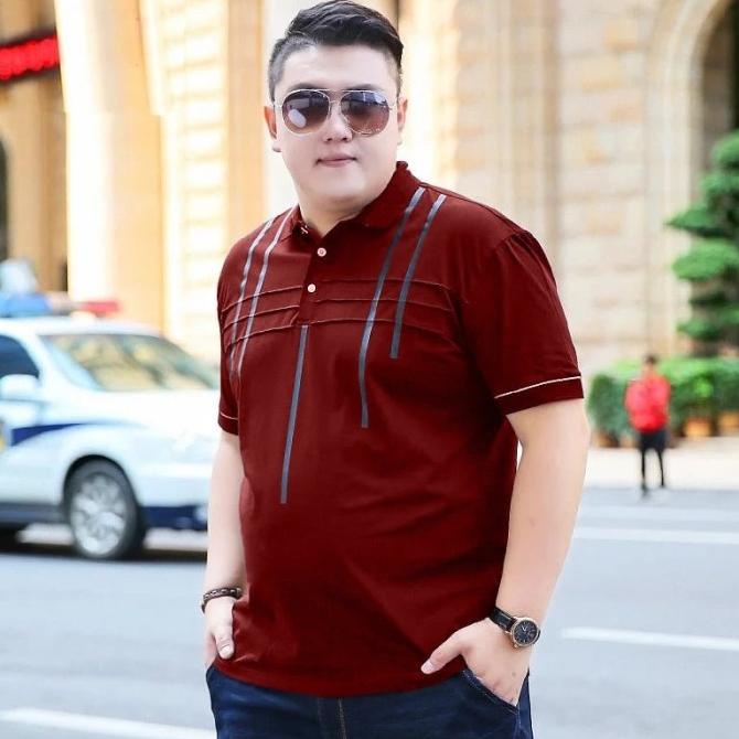 Baju Kaos Polo Jumbo Pria Atasan Berkerah Cowok Moderta Lengan Pendek