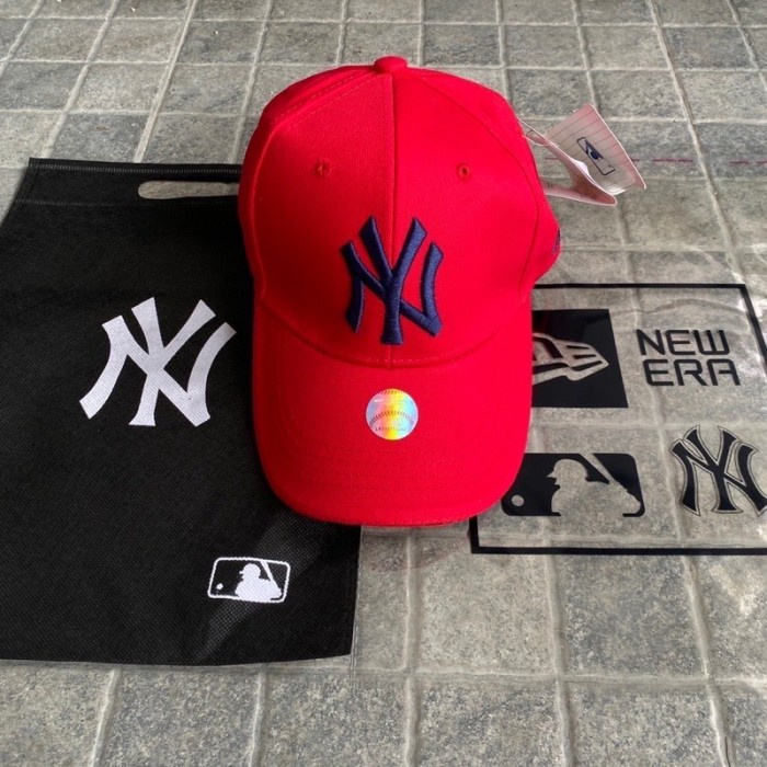 Topi Topi Baseball Caps New York NY MLB Red Edition Mini Font List Import(I9A6) Topi Distro Pria Ori