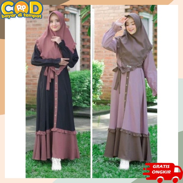 Gsmis Khimar Gamid Kerudung Syar'I Bsju Games Kekinian Dress Wamita Pesta 1 Set Gamis Satu Set Gamus