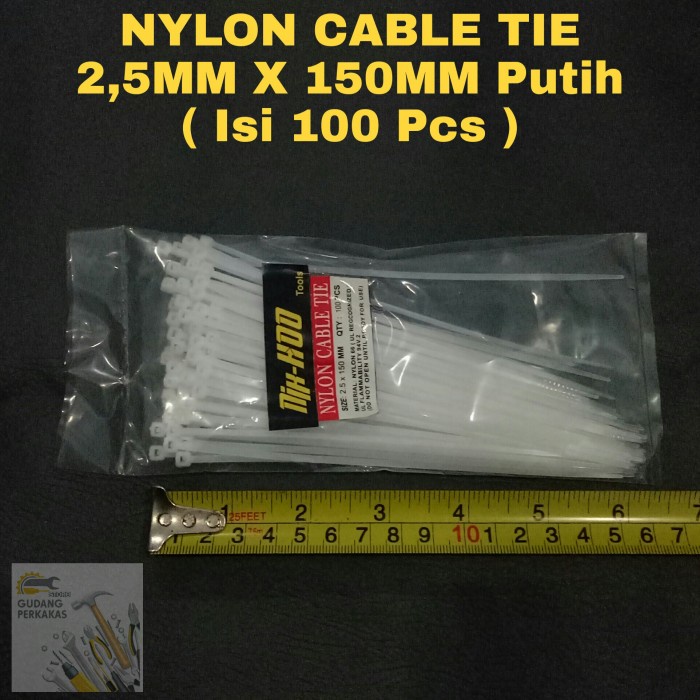 

NikHoo Cable Ties 2.5 x 150MM PUTIH / Cable Tie 15 CM / Kable Tie 15CM