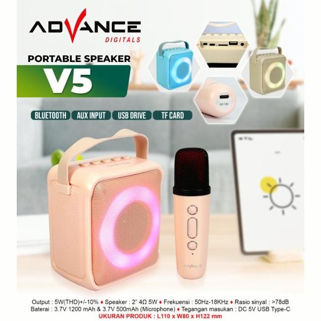 Speaker Mini Advance V5 Bluetooth 2 Inch Aktif Portable Free Mic