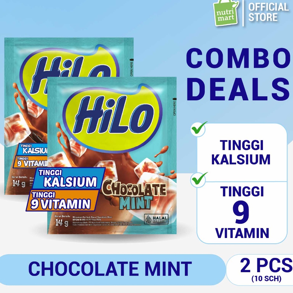 

VRQJ0233 Twin Pack - HiLo Chocolate Mint 10 Sachet - Minuman dengan Cokelat Tinggi Kalsium Praktis dalam Sachet