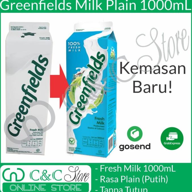 

greenfields fresh milk susu segar plain 1000mL 1000 mL 1Liter 1 Liter