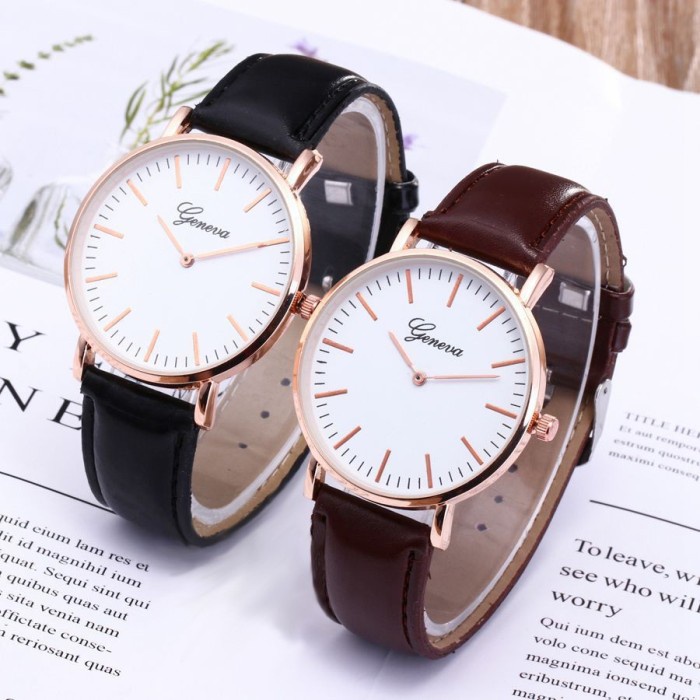 JT109 Jam Tangan Impor GENEVA PLATINUM Alog Pria Wanita Simple Modern