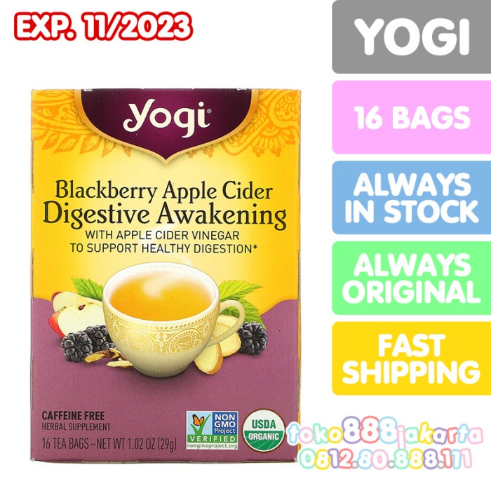 

YOGI TEA BLACKBERRY APPLE CIDER DIGESTIVE AWAKENING TEH HERBAL ORGANIK