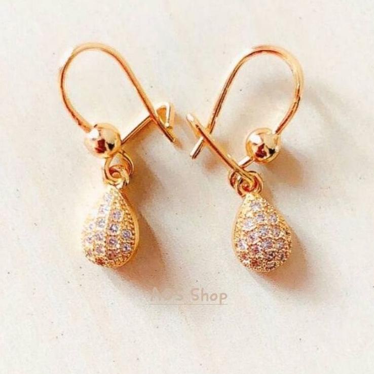 anti luntur Anting Wanita model Oval Zirconia Gold Xuping awet