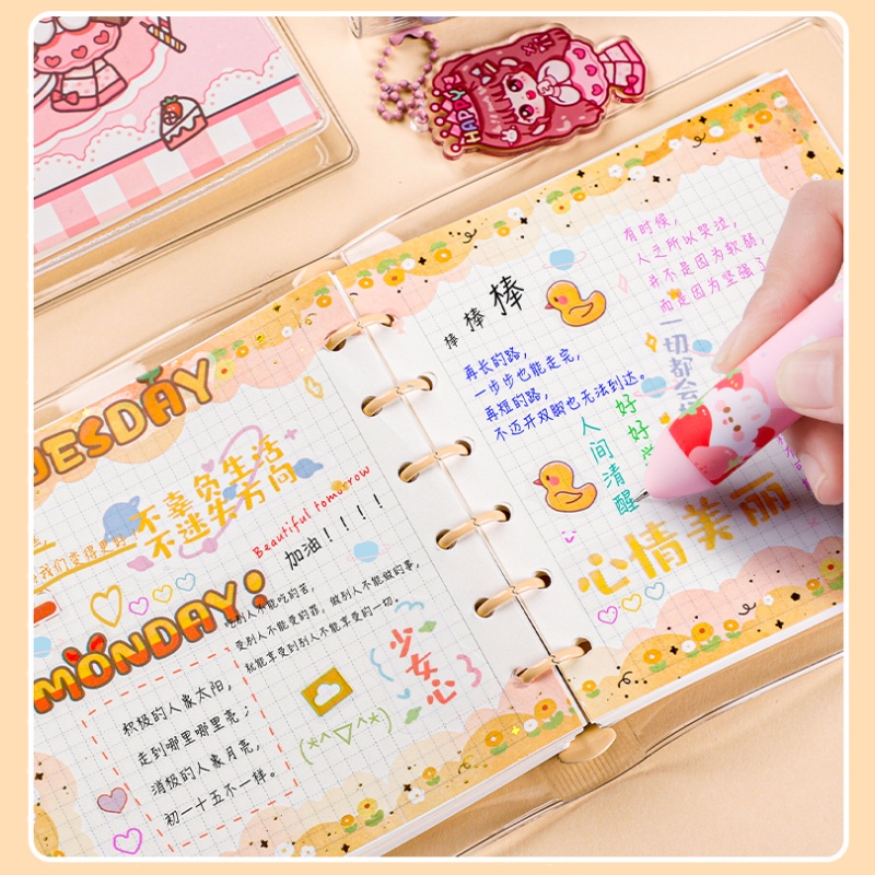 

Buku Binder Aesthetic Spiral Notebook Loose-Leaf Notebook Kartun Buku Catatan Lucu Agenda Diary