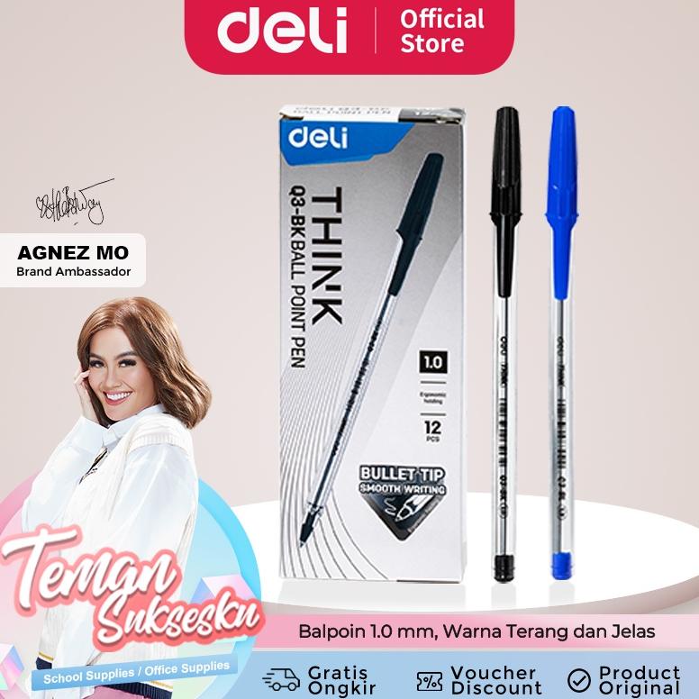 

Deli Ballpoint Pen / Pulpen Bolpoin 1.0 mm Isi 12 pcs Penulisan Halus EQ3